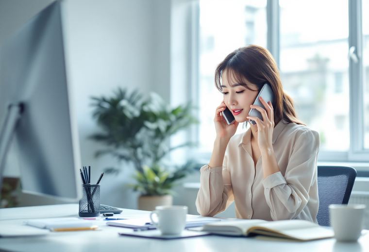 전화로 요금제 상담을 받는 모습
